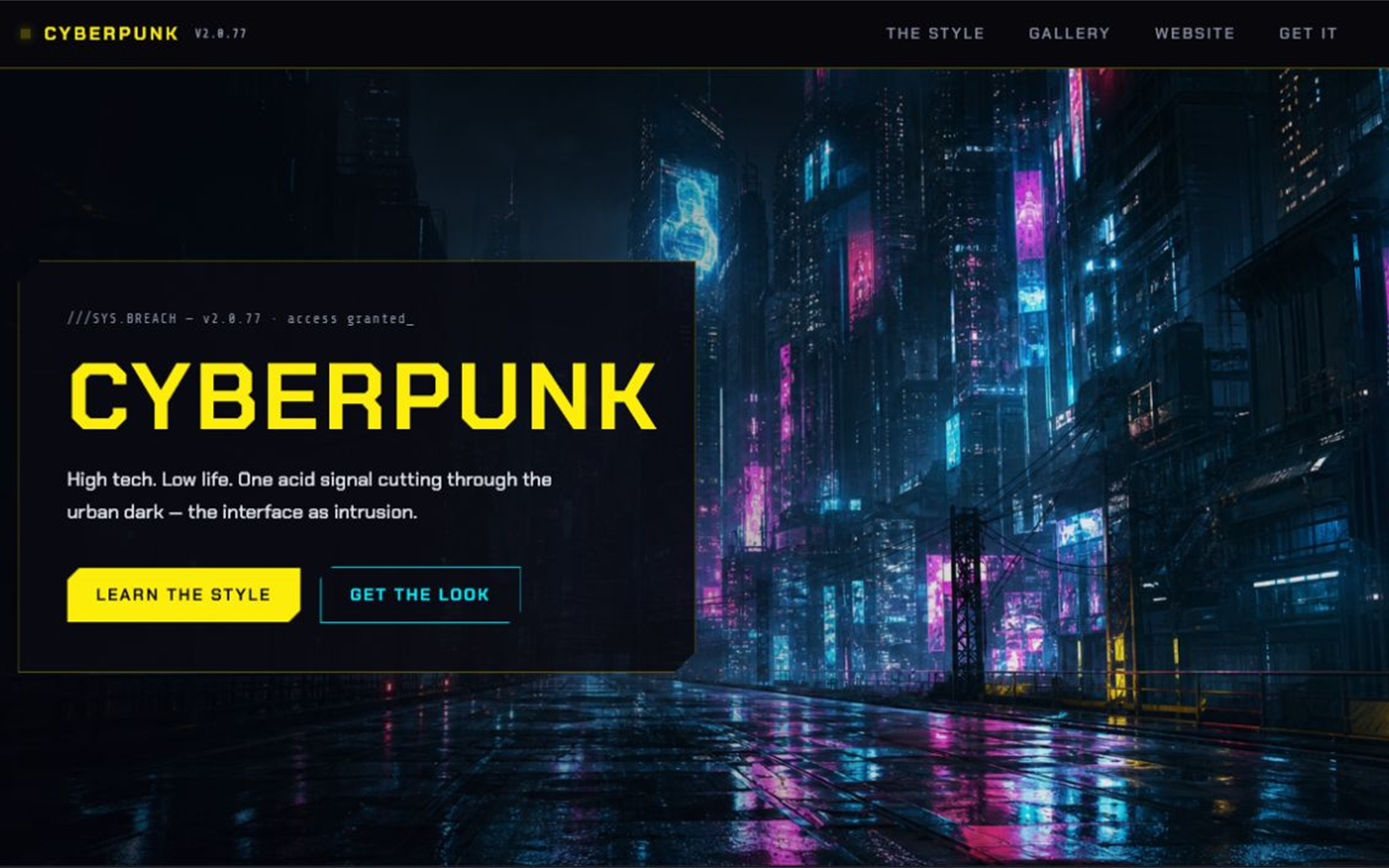 Cyberpunk website world