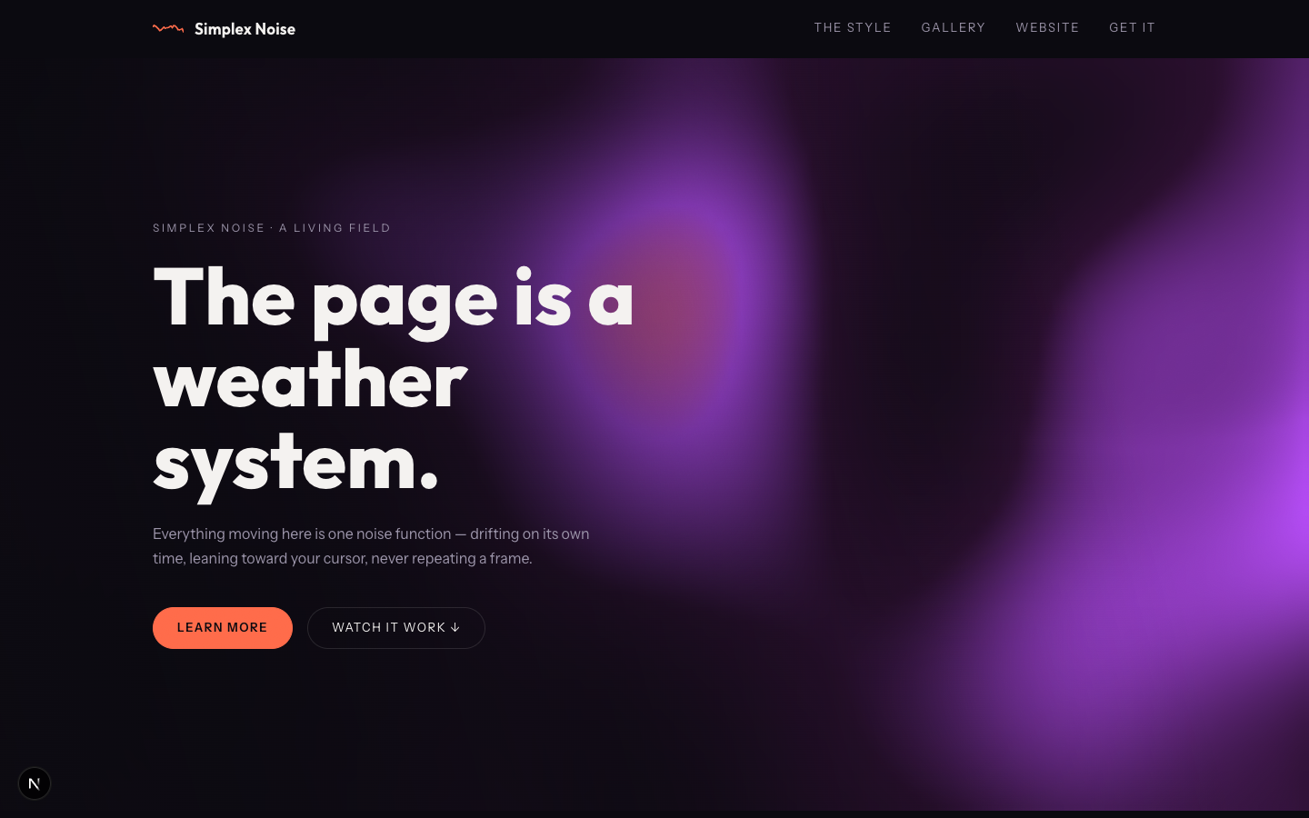 Simplex Noise website world